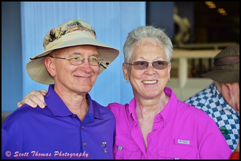 Steve Barrett poses for a photo with Deb Wills during a Meet and Greet event on the Tomorrowland Terrace in the Magic Kingdom on Sunday, December 6, 2015, Walt Disney World, Orlando, Florida