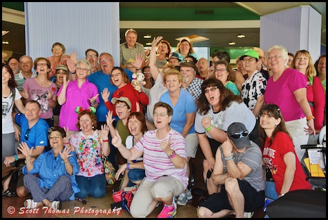 Fans of All Ears gather during a Meet and Greet event on the Tomorrowland Terrace in the Magic Kingdom on Sunday, December 6, 2015, Walt Disney World, Orlando, Florida
