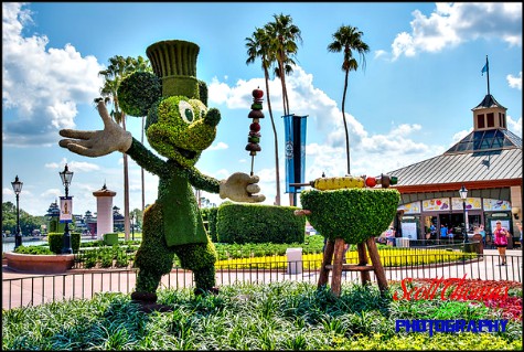 Mickey Mouse grill topiary on display during the 2017 Food and Wine Festival in Epcot's World Showcase, Walt Disney World, Orlando, Florida