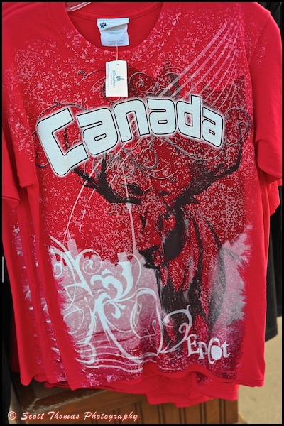TA t-shirt for sale in the Canada pavilion n Epcot's World Showcase, Walt Disney World, Orlando, Florida