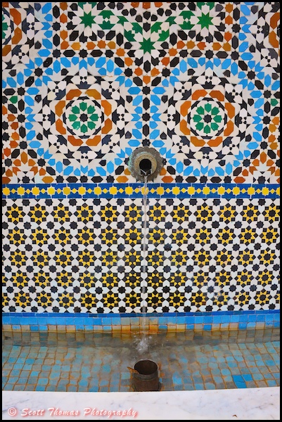 Water fountain at the Morocco pavilion in Epcot's World Showcase, Walt Disney World, Orlando, Florida