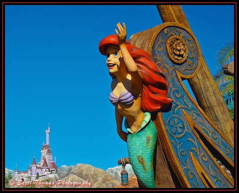 Ariel figurehead outside Journey of the Little Mermaid in the Magic Kingdom, Walt Disney World, Orlando, Florida Ariel figurehead outside Journey of the Little Mermaid in the Magic Kingdom, Walt Disney World, Orlando, Florida