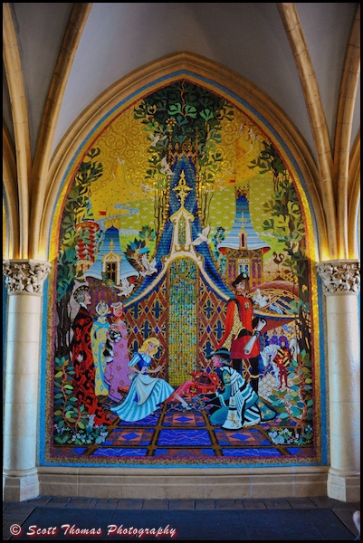 A mural in Cinderella Castle archway at the Magic Kingdom, Walt Disney World, Orlando, Florida A mural in Cinderella Castle archway at the Magic Kingdom, Walt Disney World, Orlando, Florida
