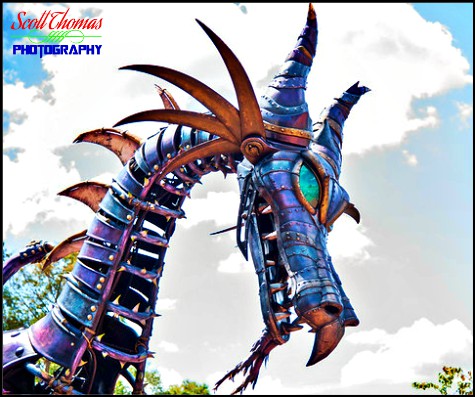 Maleficent in the Disney Festival of Fantasy Parade at the Magic Kingdom, Walt Disney World, Orlando, Florida