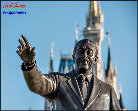 Partners statue in front of Cinderella Castle at the Magic Kingdom, Walt Disney World, Orlando, Florida