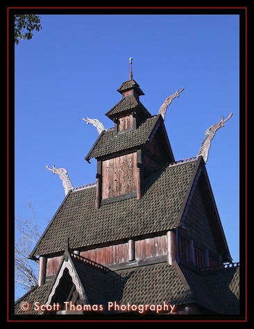 Replica of the Stave Church in Epcot's Norway pavilion, Walt Disney World, Orlando, Florida
