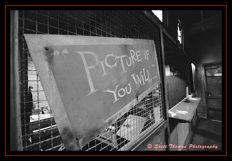 The Tower of Terror ride photo area in Disney's Hollywood Studios, Walt Disney World, Orlando, Florida