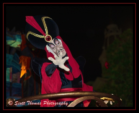 Jafar, the villain from Aladdin, in the Boo-To-You parade in the Magic Kingdom, Walt Disney World, Orlando, Florida