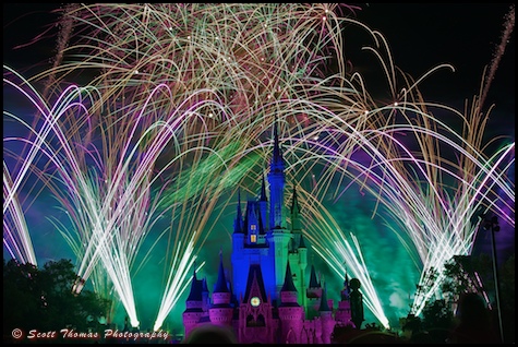 The Villains scene of Wishes fireworks show in the Magic Kingdom, Walt Disney World, Orlando, Florida