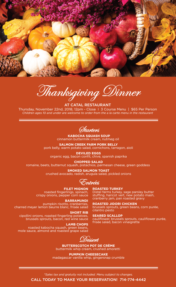 thanksgiving turkey dinner menu