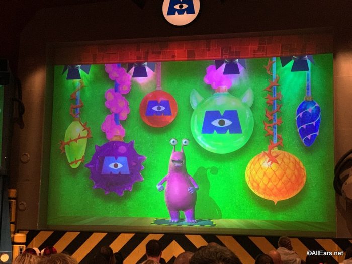 Monsters Inc Laugh Floor has a really cute holiday overlay for the  Christmas Party! 🎄🎁