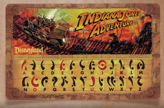 Disneyland Indiana Jones At&t Decoder Card 1st Version New!