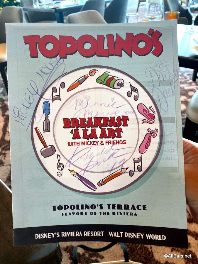 Kid's Breakfast Menu (autographed by characters)