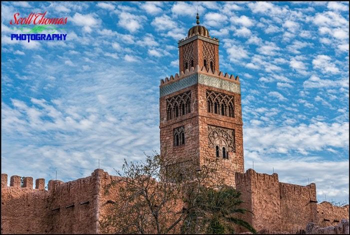 Morocco Koutoubia Minaret with Clouds