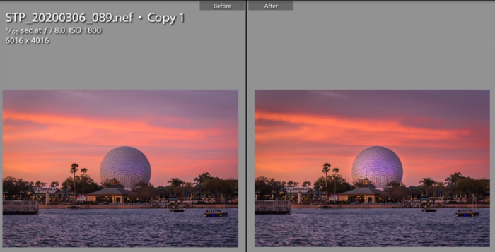 Spaceship Earth Before and After Processing