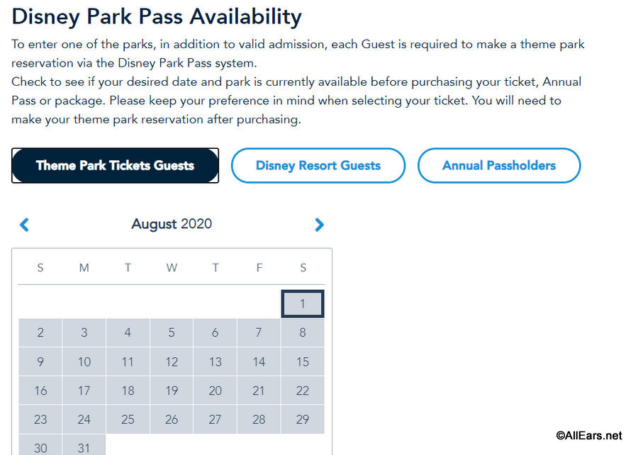 Disney Park Pass Reservation System - Walt Disney World 