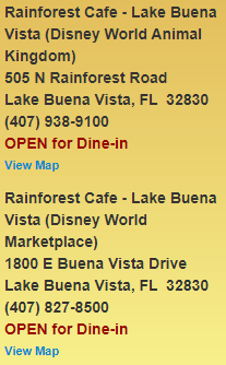 News Rainforest Cafe Has Officially Reopened In Disney World Allears Net - the rainforest cafe re opended roblox
