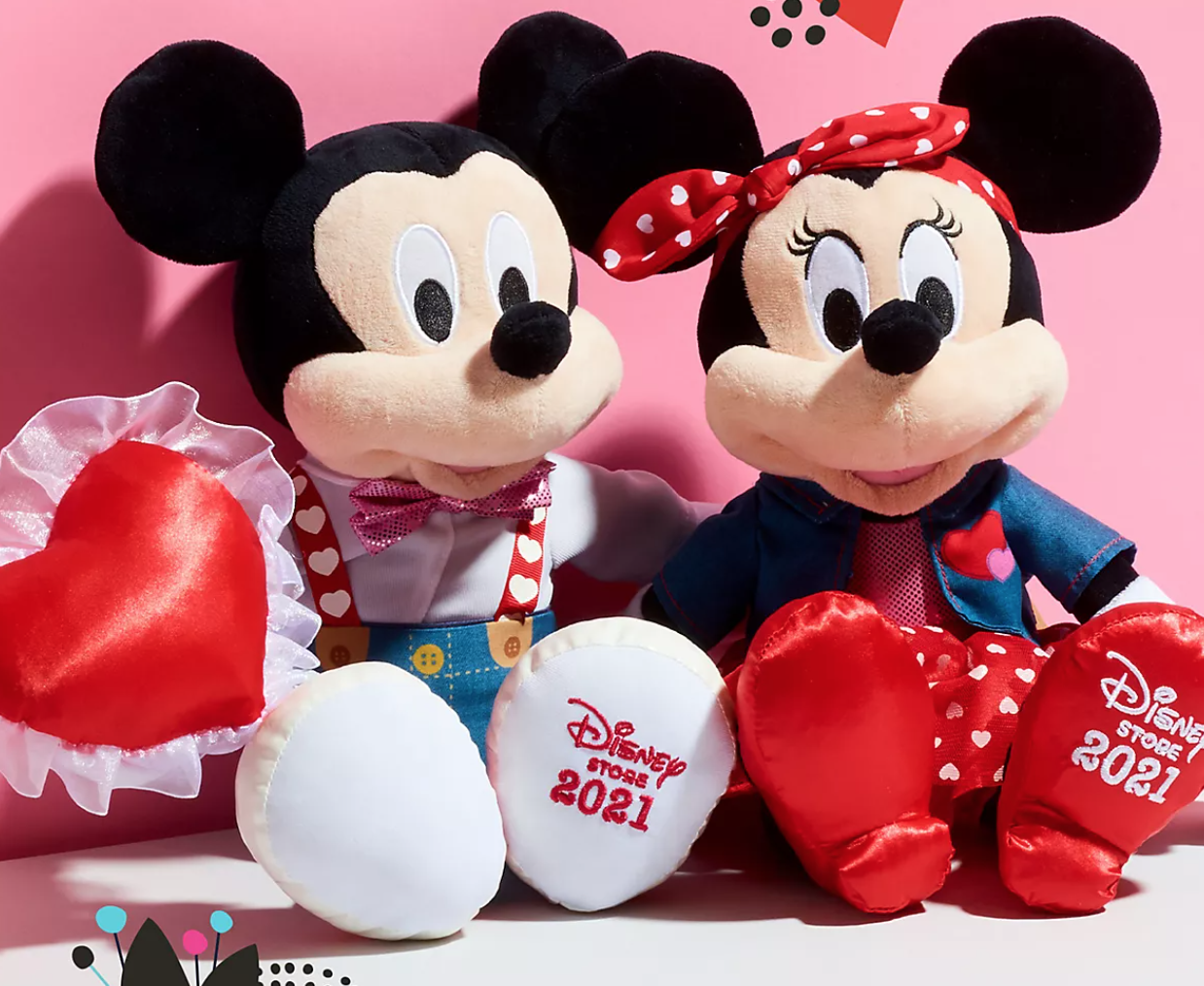 Disney Minnie and Mickey Mouse Bean Plush Dolls Valentine in Bag for sale online 