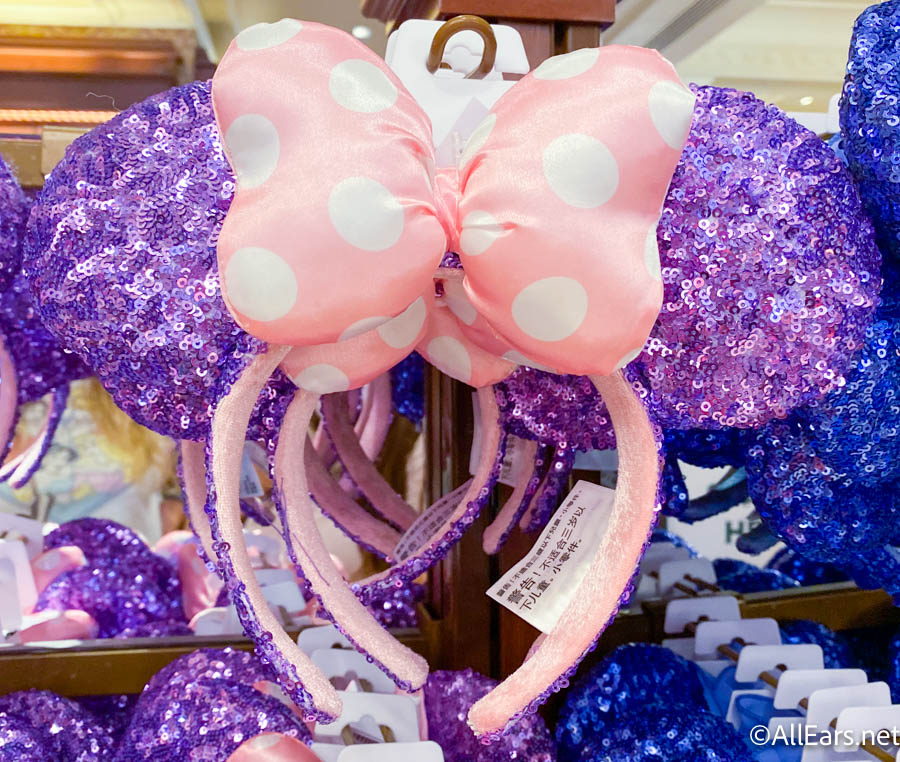 Disney Parks New Minnie Mouse Ears Purple Bow Sequins Party Mickey Cos Headband 
