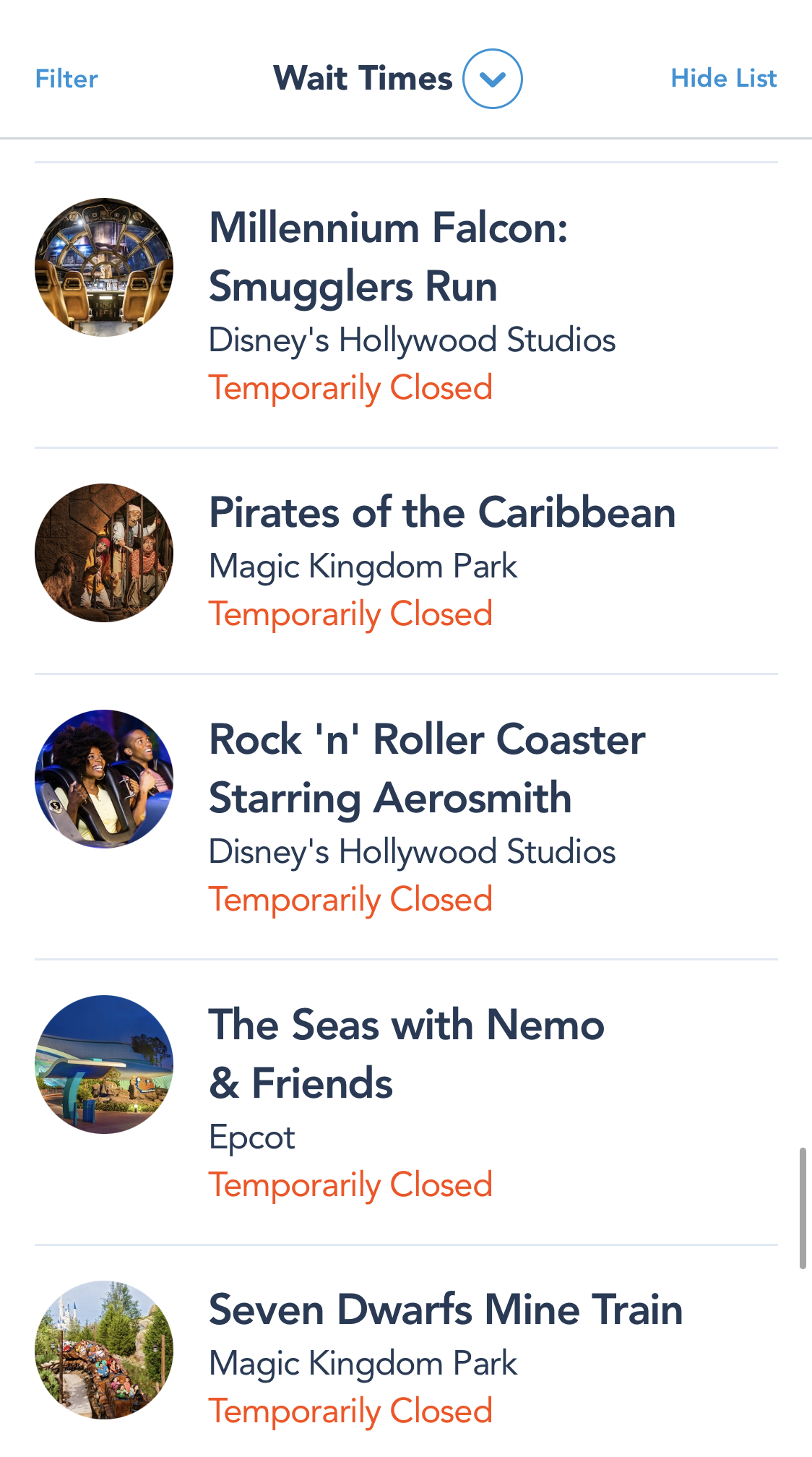 NEWS Select Rides in All Four Disney World Parks Shut Down Temporarily