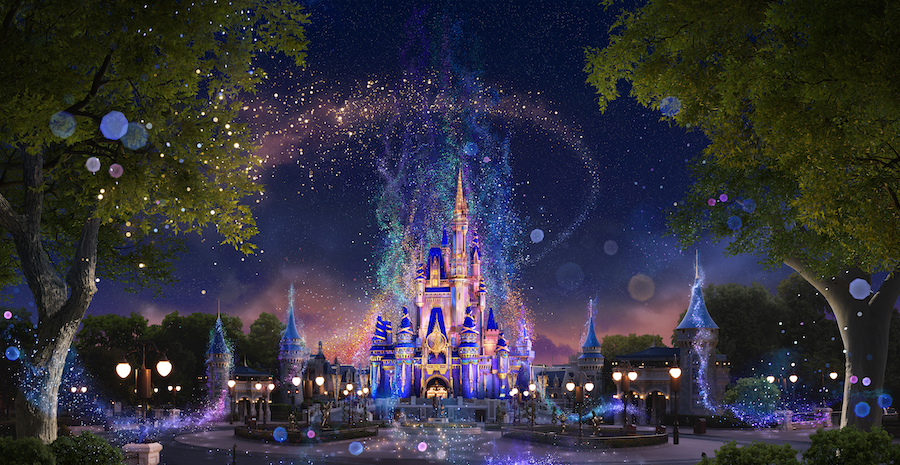 Disney Castle, building, disneyland, lights, paris, wonder, HD wallpaper