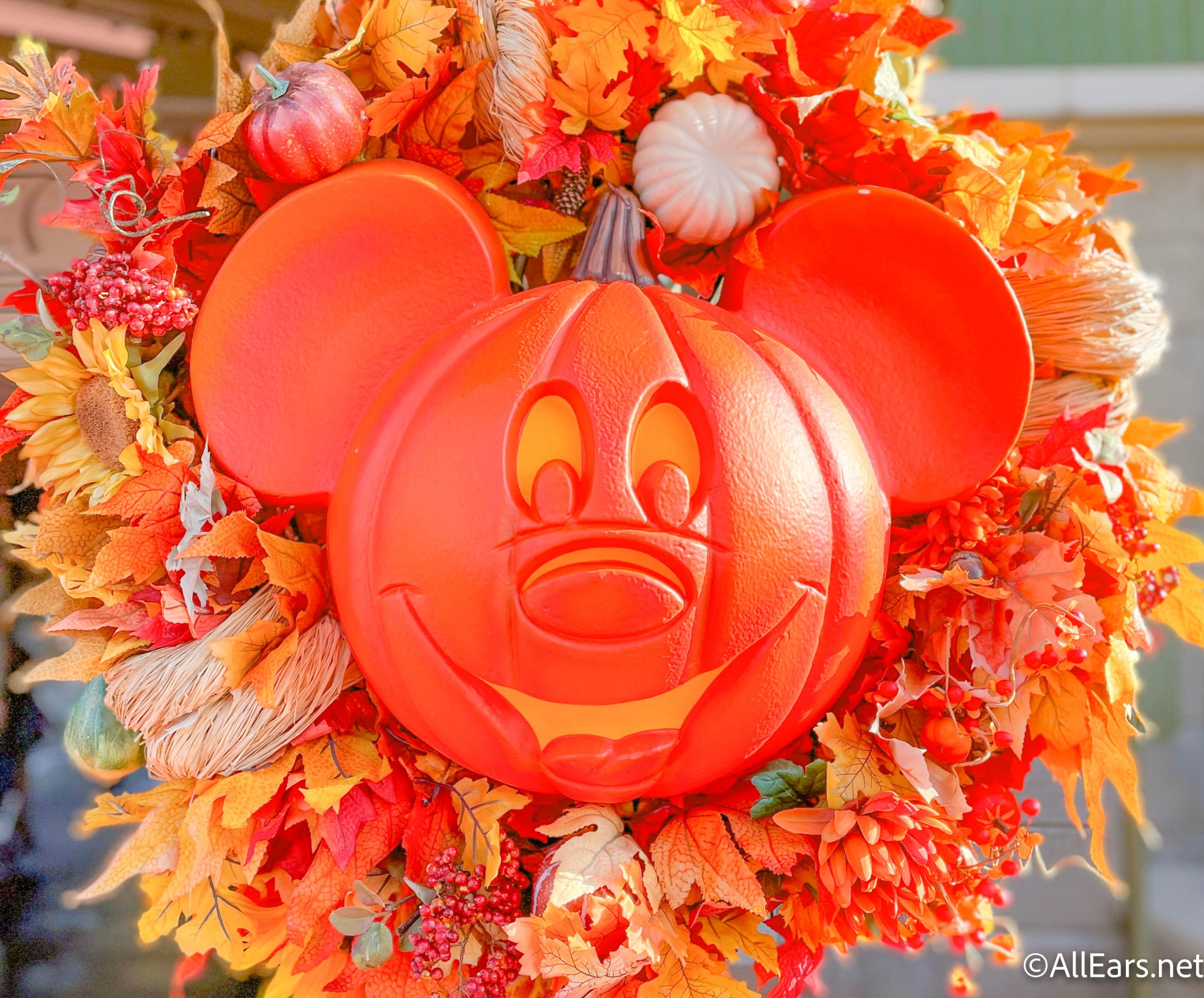 wdw 2021 magic kingdom fall halloween mickey pumpkin wreath stock general  main street usa decorations - AllEars.Net