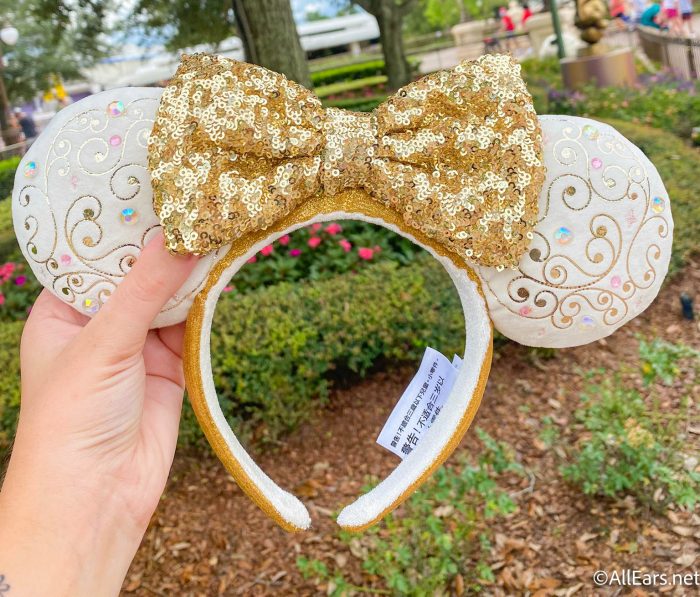 Disney Parks WDW 50th Anniversary Gold and Black Minnie Mouse Ears