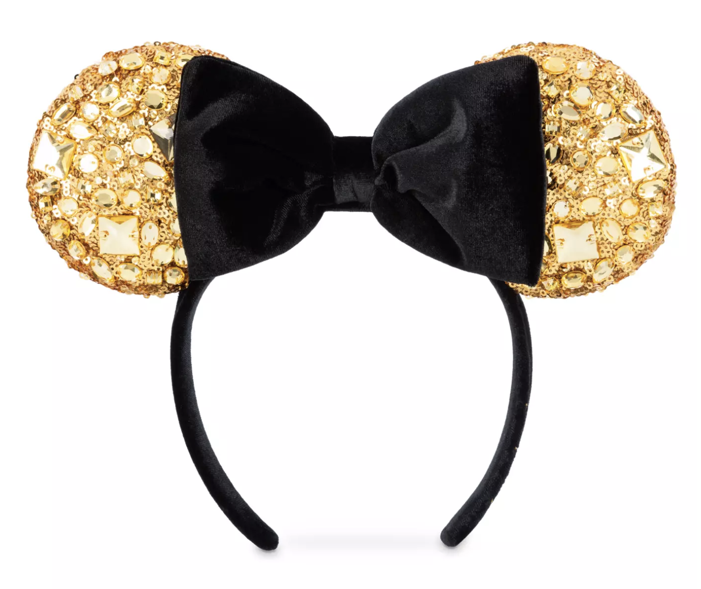 Disney Black And Gold Velvet Felt Studded Minnie Mouse Ears Ear