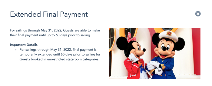 payment options disney cruise