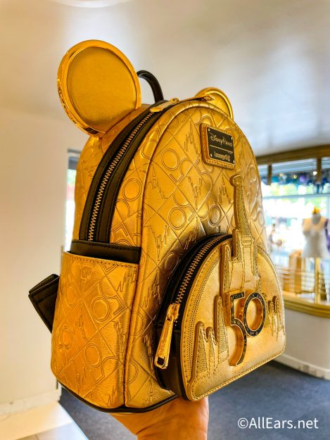 Disney Parks 50th Anniversary Luxe Gold Quilted Loungefly Mini Backpack NEW
