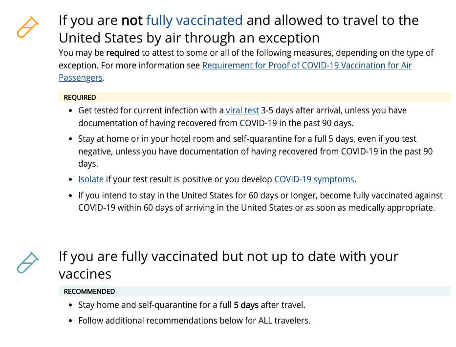 CDC quarantine guidelines non us citizen