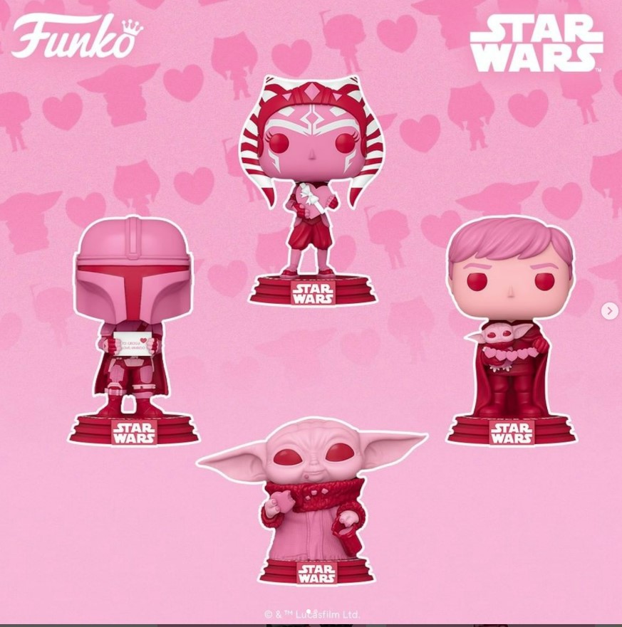 Funko POP Grogu With Cookies San Valentin Version Figure Pink