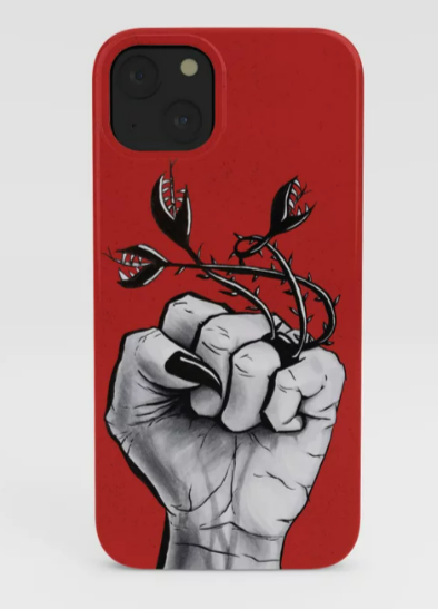Black and red witch hand phone case