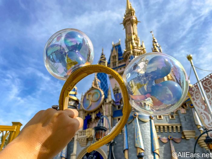 Disney Parks WDW 50th Anniversary Gold and Black Minnie Mouse Ears