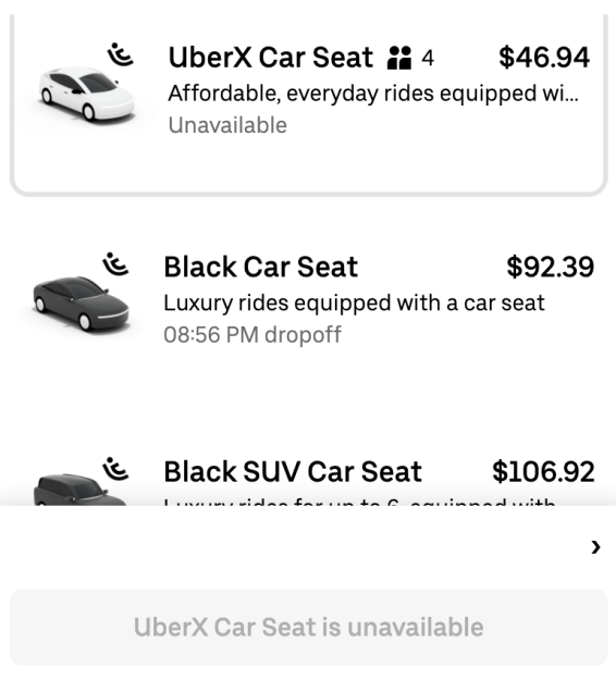 Booking A Car Seat With Uber
