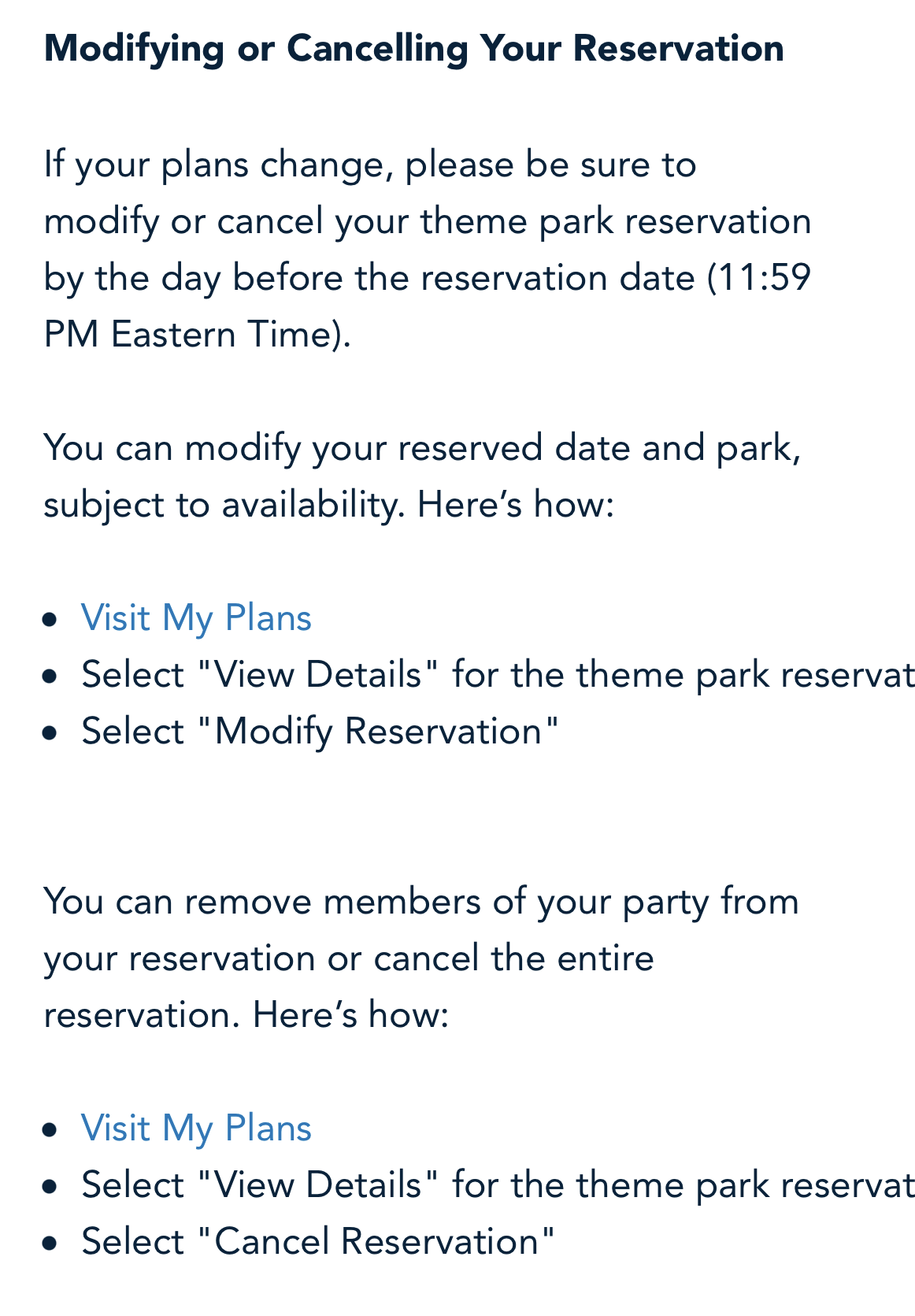 Scott Gustin on X: Walt Disney World made changes to park reservations -  and the biggest change is the ability to modify a park reservation.  However, not all park reservations will be