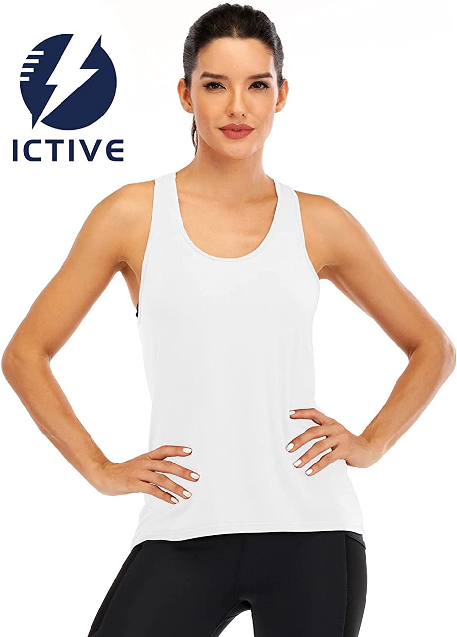 ICTIVE Womens Cross Backless Workout Tops for Women Racerback Tank Tops Open Back Running Tank Tops Muscle Tank Yoga Shirts