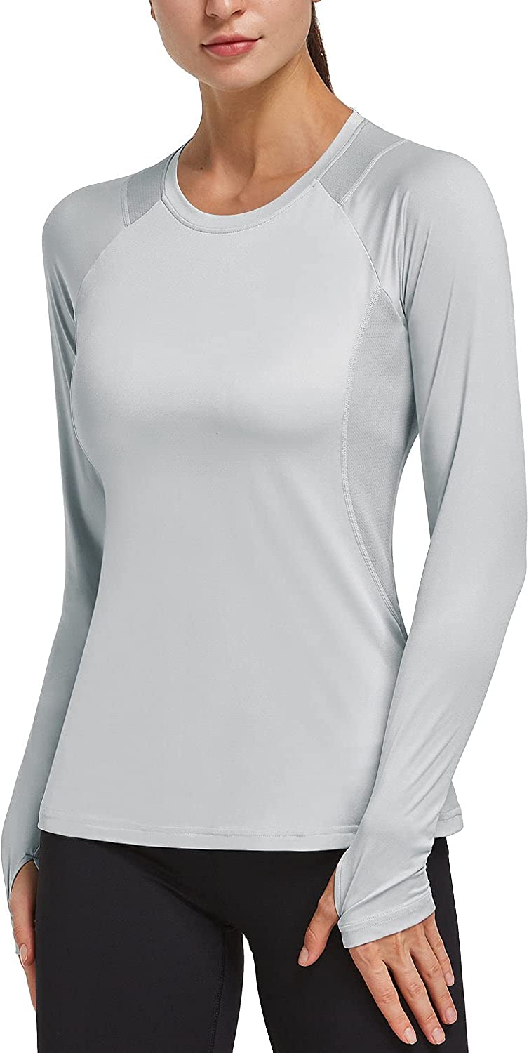 BALEAF Women's Long Sleeve Workout Tops Quick Dry Running Shirts with Thumbholes