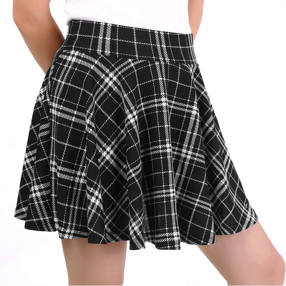 DJT FASHION Women's Casual Stretchy Flared Pleated Mini Skater Skirt with Shorts