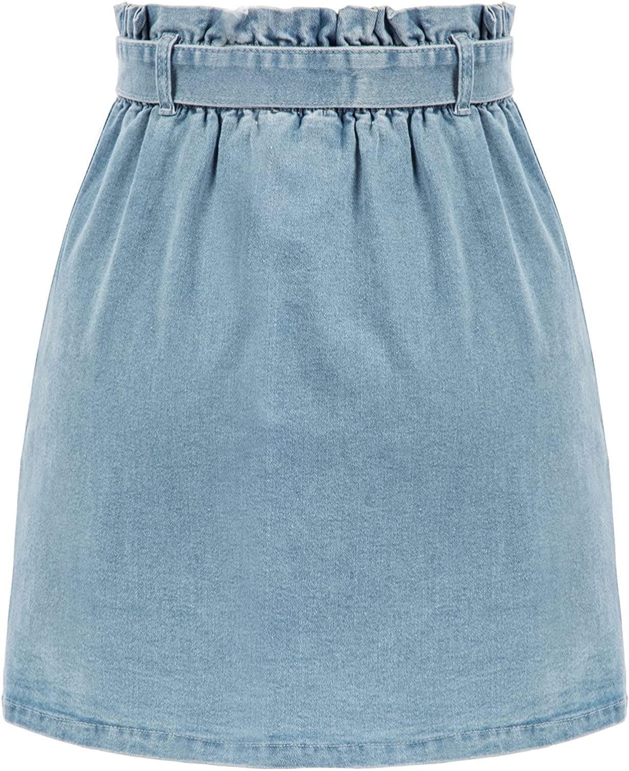 KANCY KOLE Women High Waist Paperbag Skirt Casual Short A-Line Skirts with Pockets S-XXL 