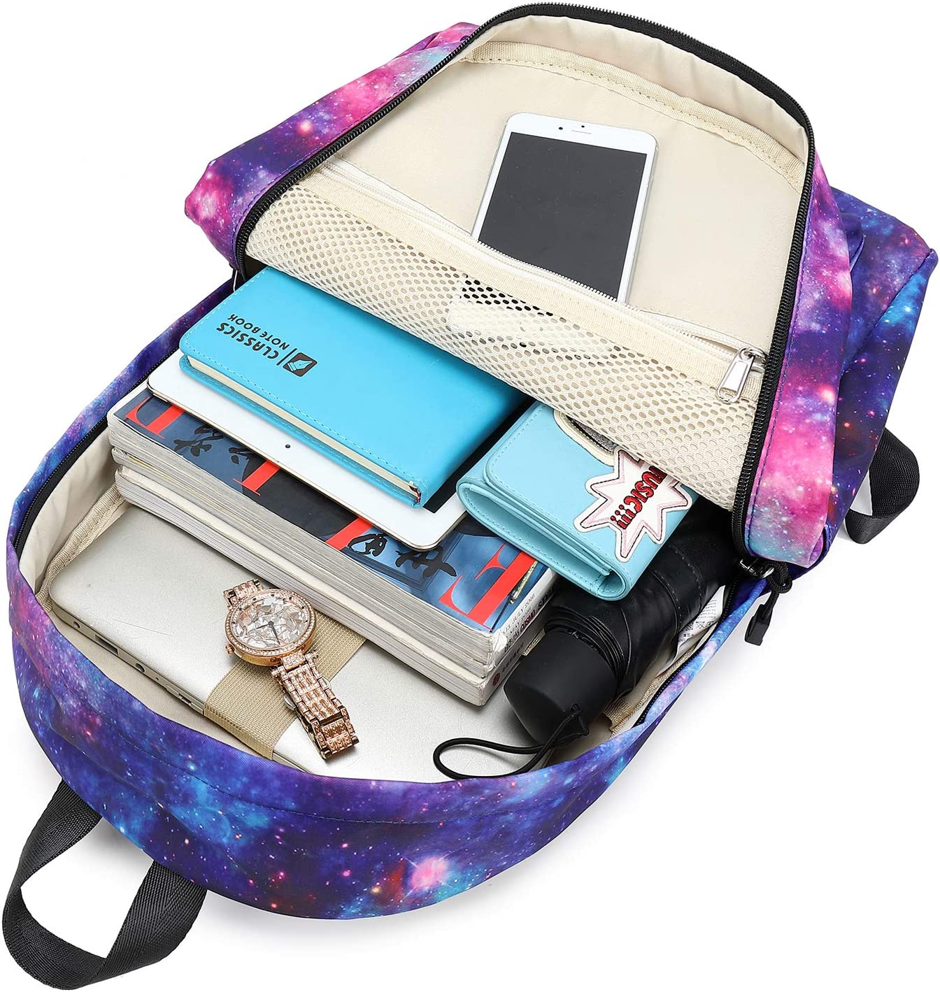 Abshoo Lightweight Water Resistant Galaxy Backpacks For Teen Girls Boys School Bookbags (Galaxy Navy)
