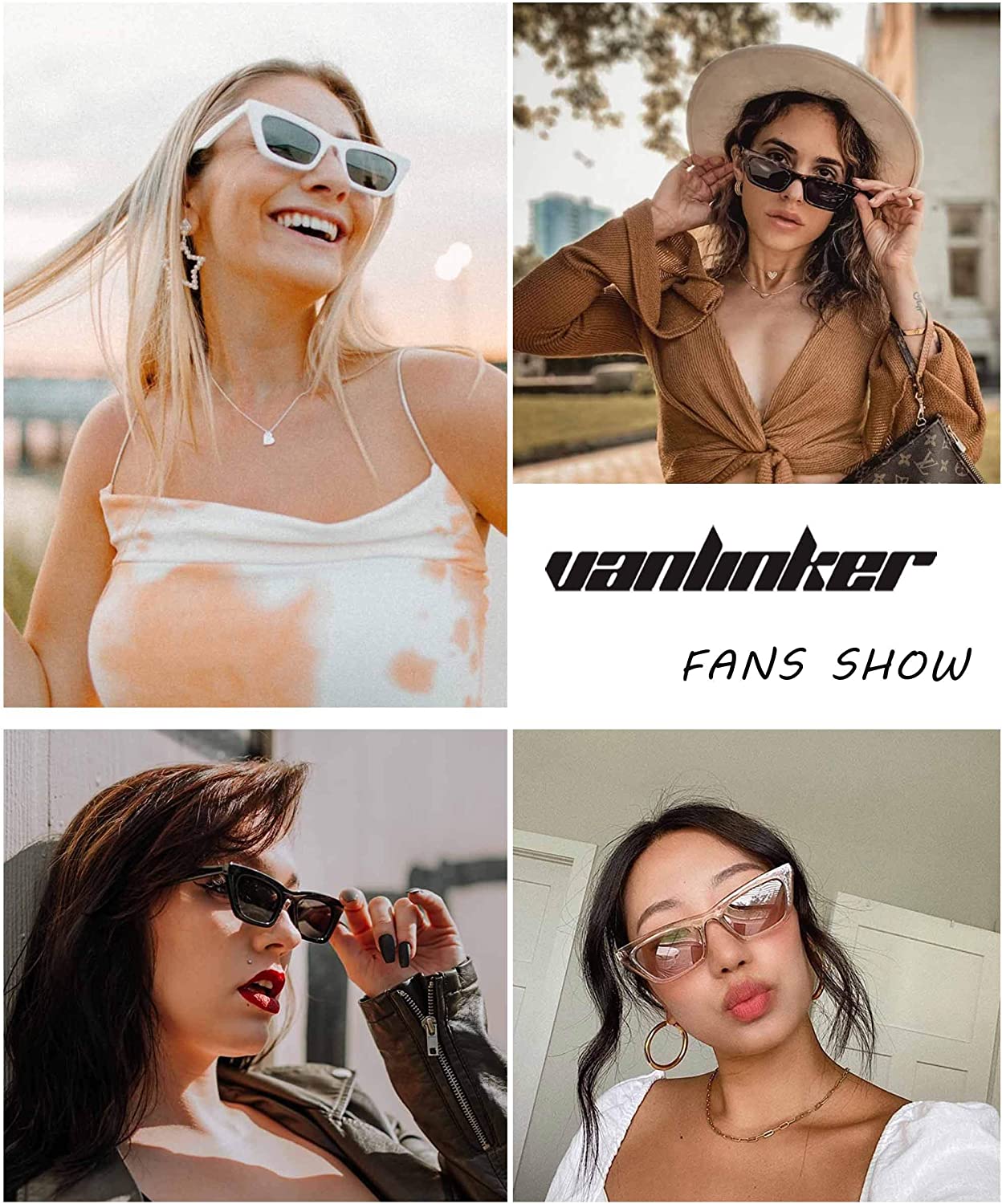VANLINKER Small Trendy Skinny Cat Eye Sunglasses Women Retro Tiny Square Shade VL9555