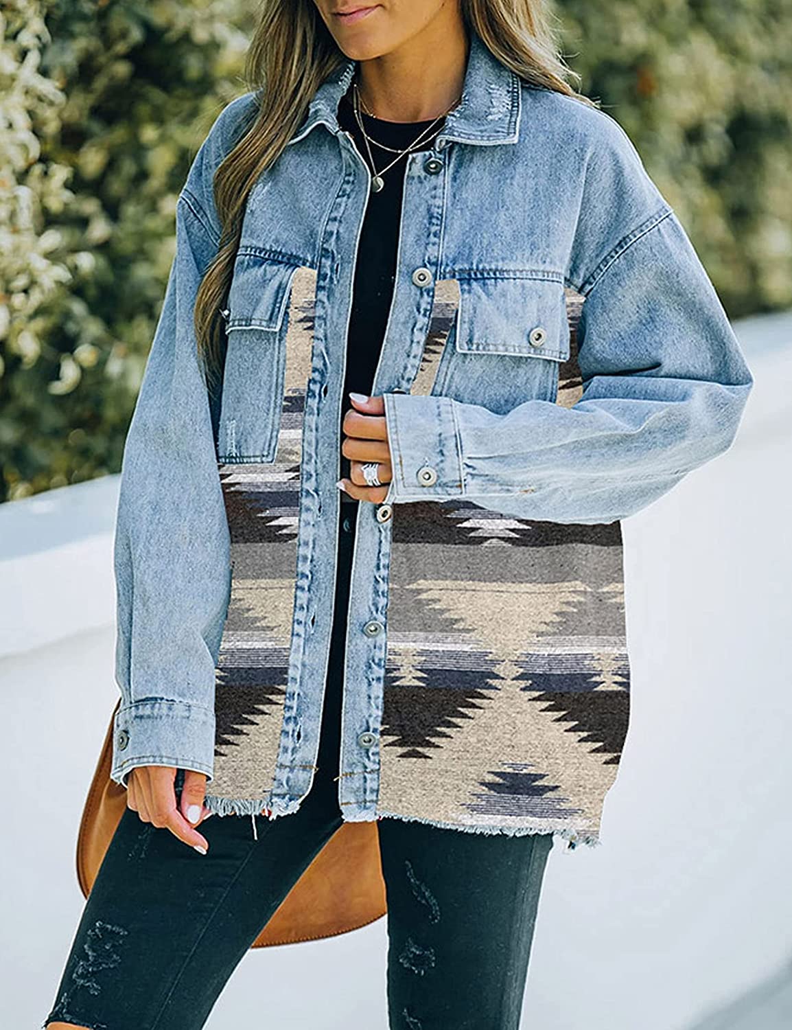 HGps8w Denim Jackets For Women Chic Ruffle Batwing Open Front Cardigans Casual Outerwear Jackets At Women's Coats Shop
