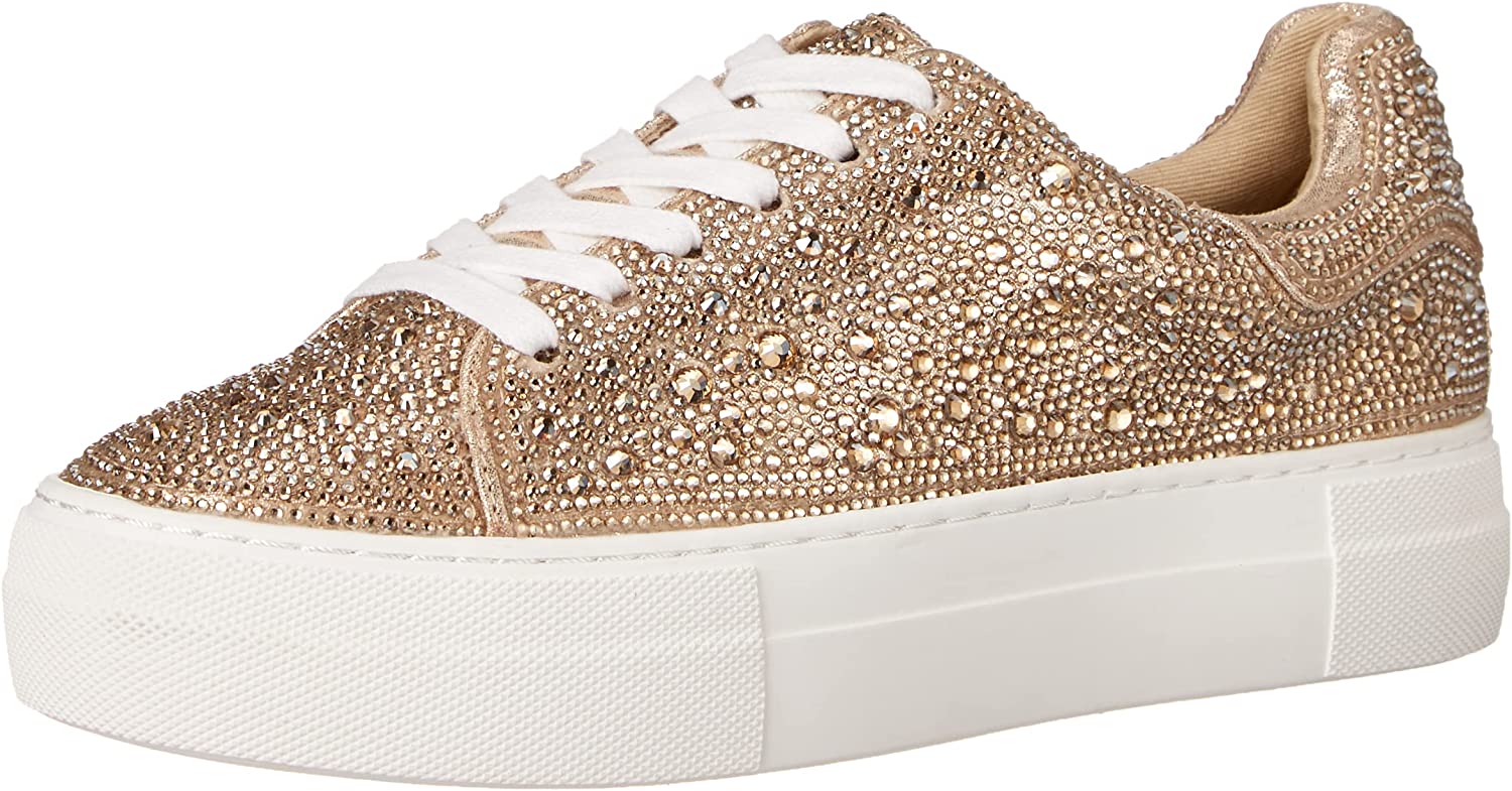 Buy Betsey Johnson Sidny Rhinestone Sneaker In Pearl - Beige At 37% Off