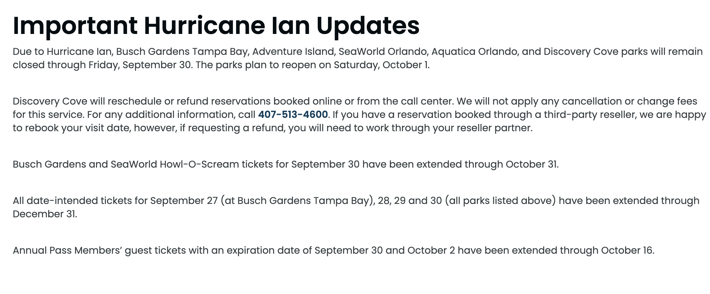 seaworld extending closure hurricane ian - AllEars.Net