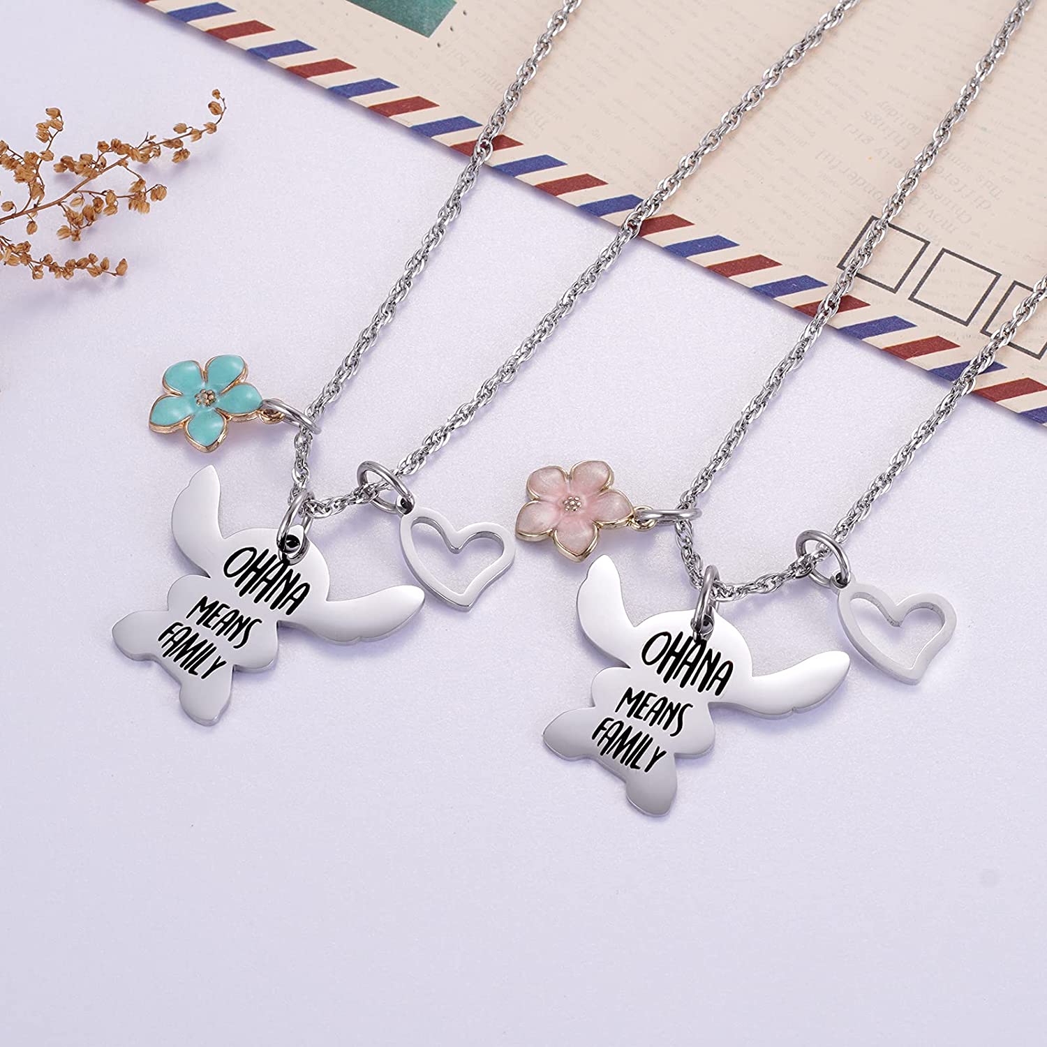 Ralukiia Ohana Means Family Necklace Stitch Keychain Jewellery Gifts for Boys Girls