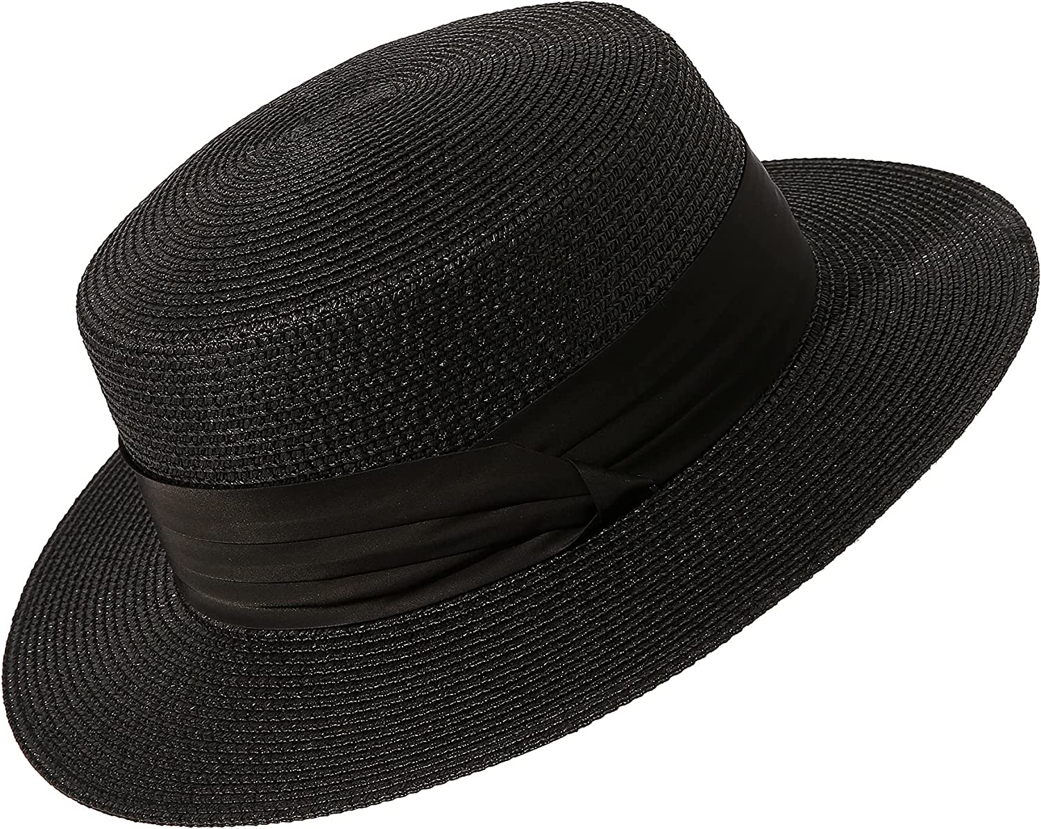 Lanzom Sun Hats for Women Wide Brim Straw Boater Hat Foldable