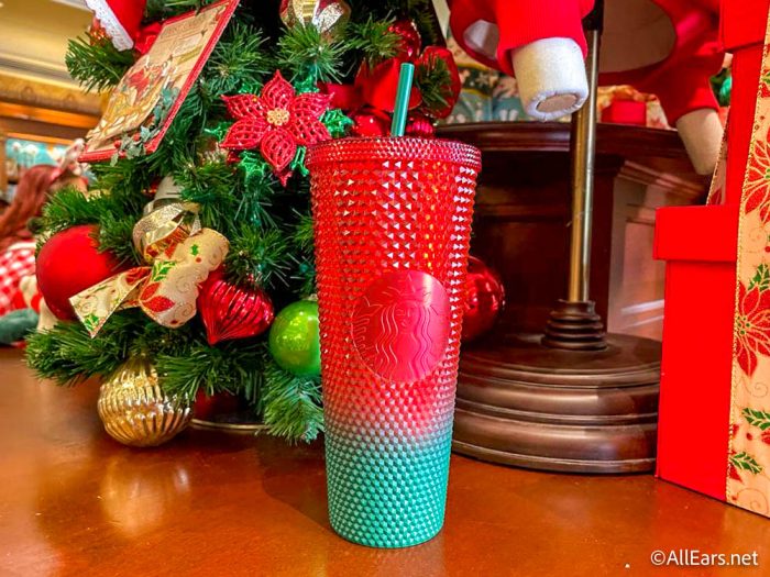 2022 Disney Disneyland Christmas Holiday Green Red Studded Starbucks  Tumbler Cup