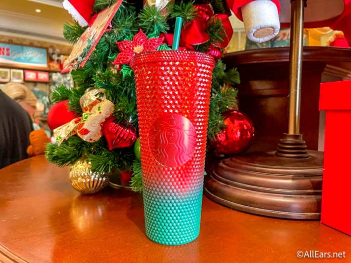 2022 Disney Disneyland Christmas Holiday Green Red Studded Starbucks  Tumbler Cup