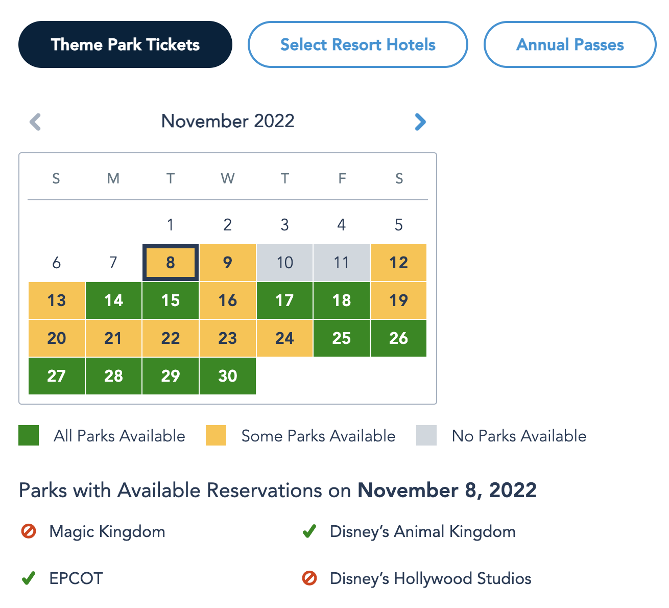 Disney Park Pass Theme Park Reservation System Link Goes Live, Availability  Calendar Debuts